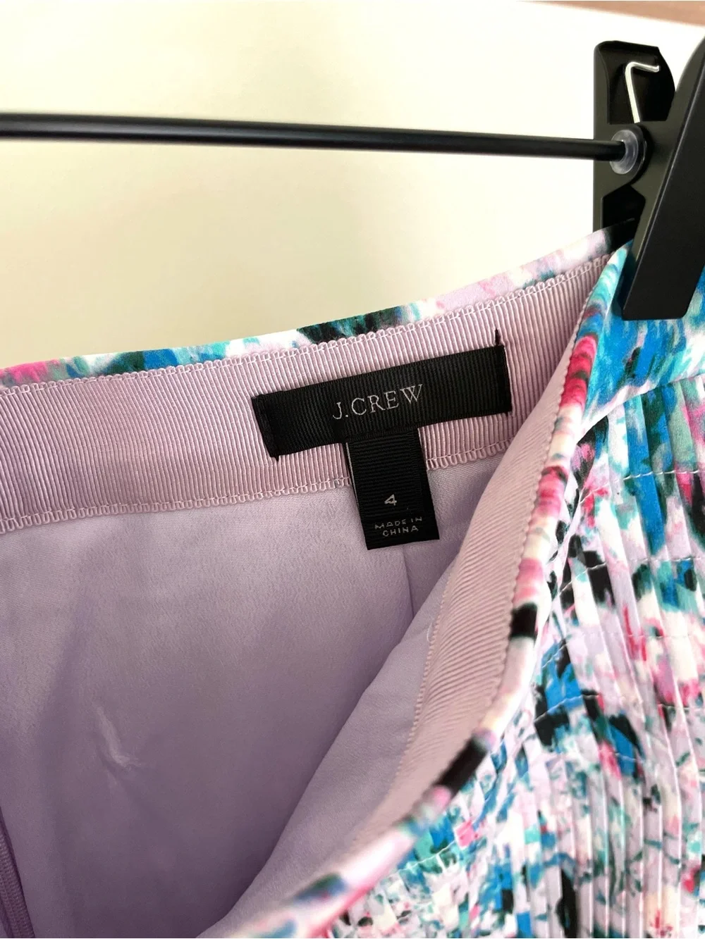 J. Crew Tiered Watercolor Pleated Mini Skirt - Pink, Teal & Black